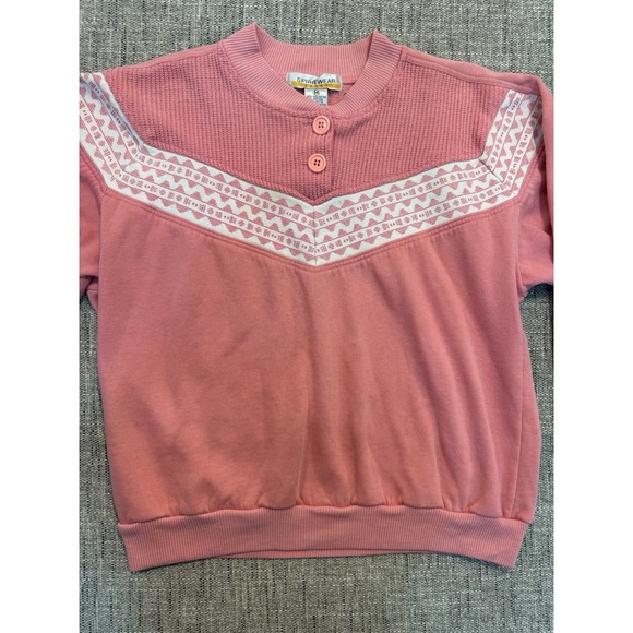 Vintage Womens Sweatshirt Large Pink 90s Ski Wear Spiritwear Sport Size Medium - Picture 8 of 15